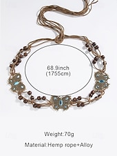cheap Women&#039;s Belt-Boho Faux Leather Belt with Turquoise Pendant and Tassels – Adjustable Decorative Waist Accessory for Women, Perfect for Dresses, Festivals and Casual Outfits