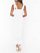 cheap White Graduation Dresses-Women&#039;s Long Dress Maxi Dress Graduation Dress A Line Dress Summer Dress Cami Dress Elegant Stylish Vacation Daily Date Regular Fit Plain Sleeveless Square Neck Black White Light Green Pink Summer