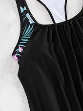 billiga Tankinis-Dam Badkläder Tankini 2 st Shorts Baddräkt Öppen rygg Magkontroll Hög midja Smal Semester Standkläder Blommig Grafisk U-hals Ärmlös Baddräkter