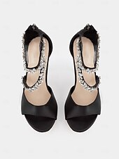 cheap Formal-Women&#039;s Rhinestone-Embellished Stiletto Heels – Elegant Open-Toe Wedding Sandals for Brides and Formal Events
