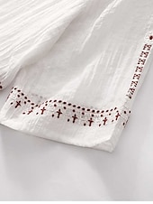 economico Vestiti-Per donna Abito maxi Abiti in cotone e lino Vestito Casual Vestito a ruota Abito lungo in cotone Essenziale Casual Vacanza Quotidiano Vestibilità regolare Floreale Mezza Manica Girocollo Bianco Verde