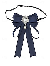 baratos Lenços Femininos-gravata borboleta elegante bordô com pingente de joia – acessório feminino estilo vitoriano para eventos formais, casamentos e cosplay