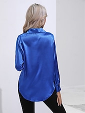 cheap Work Tops-Women&#039;s Shirt Boho Shirt Dressy Tops Plain Casual Boho Long Sleeve Bishop Sleeve Shirt Collar Regular Tops Party Evening Wear Daily Evening Party Glitter Silver Black Yellow Red Royal Blue Summer