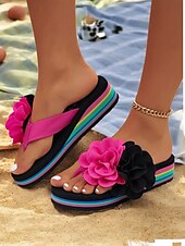 preiswerte Damensandalen-Bunte Blumen-Flip-Flops für Damen mit bequemer Sohle und lebendigem Stil für den Strand und den Sommerurlaub