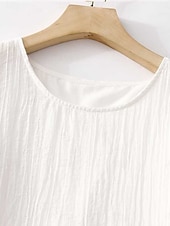economico Vestiti-Per donna Abito maxi Abiti in cotone e lino Vestito Casual Vestito a ruota Abito lungo in cotone Essenziale Casual Vacanza Quotidiano Vestibilità regolare Floreale Mezza Manica Girocollo Bianco Verde