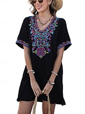 ieftine Rochii Boho-Ziua Îndrăgostiților Pentru femei Normal Rochie Mini Rochii Boho Chic Rochie A line Rochie Boho Boemia Stilat Clasic Cu Mâneci La Cot Vacanță Petrecere Zilnic Potrivire Formă Geometric Simplu Manșon