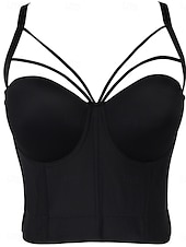 cheap Corsets-Women&#039;s Waist Cincher BacklessNightwearPOLY Date Club Bar Solid Colored Sexy Black White Red Summer