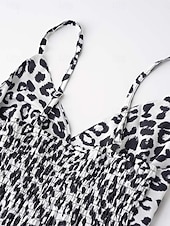 preiswerte Kleider für die Ferien-Damen Maxidress Casual kleid A Linie Kleid skims dress Stilvoll Brautkleider schlicht Urlaub Täglich Regular Fit Leopard Ärmellos Gurt Weiß Gelb Sommer