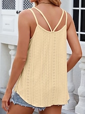 preiswerte Tank-Shirts &amp; kurze Jäckchen für Damen-Damen-Top Camisole Tank Unifarbene Stilvolle Lässige Ärmellose U-Hals Reguläre Tops Tägliche Ösen Weiß Gelb Pink Wein Sommer