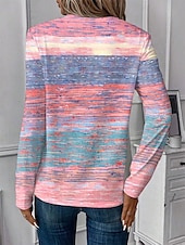 ieftine tricou Art &amp; Design-Pentru femei Tricou Ombre Casual Manșon Lung Stil Nautic Topuri obișnuite Zilnic Imprimeu Roz Îmbujorat Albastru piscină Primăvară Toamnă