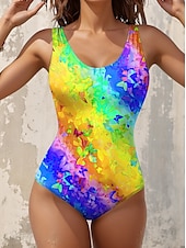 voordelige Eendelige badpakken-Damesbadpakken Eendelig Badpak Multicolor Vlinderprint Mouwloos Scoop Hals Rekbaar Materiaal Zomer Strandmode Poolside Mode Levendige Badpakken Verkrijgbaar in Meerdere Maten