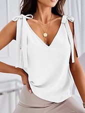 billige Tanks og camisole til kvinner-Dame Cami Top Ensfarget Stilren Casual Ermeløs Stroppe Vanlige Topper Daglig Svart Hvit Rød Sommer