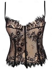 cheap Corsets-Women's Corset Shapewear Waist Cincher Waist Cincher Shapewear Lace BacklessNightwearPOLY Date Club Festival Solid Colored Sexy Corset Sexy Black Beige Summer