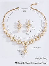 economico Collana da donna-set di gioielli da donna con perle finte e strass: elegante collana e orecchini per matrimoni, feste e occasioni speciali
