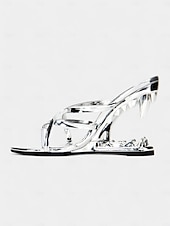 abordables Sandales de Robe-sandales plates métalliques dorées avec talon sculpté - chaussures de déclaration uniques pour femmes