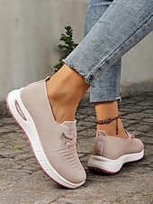 ieftine Adidași de Damă-adidași de damă gri din tricot cu talpă cu pernă de aer – pantofi ușori și respirabili pentru mers, călătorii și ținute casual