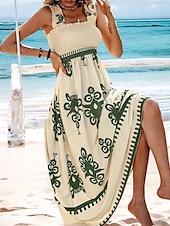 levne Boho šaty-Dámské Dlouhé šaty Maxi šaty Volnočasové šaty Áčkové šaty Letní šaty Boho šaty Čechy Havajské stylové Dovolená Denní Rande Běžný Grafika Bez rukávů Hranatý Černá Světlá růžová Rubínově červen