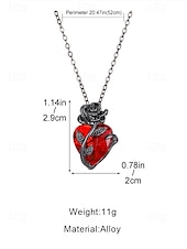preiswerte Halskette für Damen-Damenhalskette mit rotem Herzanhänger und schwarzem Rosendesign – romantischer Gothic-Schmuck für den Valentinstag, Partys und besondere Anlässe