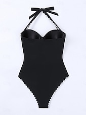 billiga One-piece-baddräkter-Dam Badkläder En bit Monokini Baddräkt Öppen rygg Magkontroll Hög midja Smal Semester Standkläder Ensfärgat Halterneck Ärmlös Baddräkter