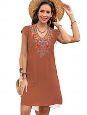 economico Abiti boho-San Valentino Per donna Normale Mini abito Abiti Boho Chic Abito linea A Abito boho Boemia Moda Classico Ad aletta Freddezza Da mare Feste Giornaliero Adattabile Fantasia geometrica Liscio Senza
