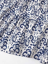 preiswerte Druck Blumen Kleider-Damen Minikleid Casual kleid Boho Chic Kleider A Linie Kleid Boho-Kleid Böhmen Vintage Urlaub Täglich Regular Fit Blumen 3/4 Ärmel Gekerbter Hals Rosa Blau Sommer