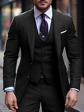 economico Abiti formali-Completi da matrimonio da uomo Nero Borgogna Blu navy Completi di ritorno a casa 3 Pezzi a tinta unita Slim Fit Monopetto Due bottoni