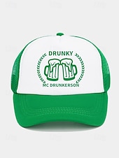 billige Herrehatter-st. patrick&#039;s day lastebilhatter - kløver og morsomme slagorddesign for menn og kvinner, grønne og hvite justerbare capser for feriefester, parader og festlige feiringer