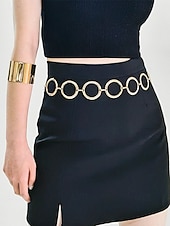 abordables Cinturón de mujer-Cinturón circular de cadena dorada para mujer: joyería de moda para ropa de playa, fiestas y conjuntos de verano