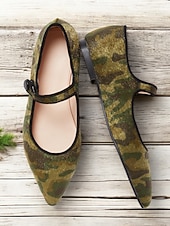 ieftine Pantofi Joși de Damă-pantofi Mary Jane pentru damă cu imprimeu camuflat – material din păr de ponei artificial, pantofi cu vârf ascuțit, confortabili, cu talpă moale, ideali pentru ținute casual, activități în aer liber și stil de zi cu zi