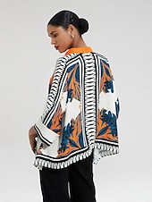 voordelige Blouses &amp;amp; Shirts-Dames Satijnen zijden overhemd Plaid / Gestreept / Chevron Bloem / Planten Alledaagse kleding Magyaarse mouw Zwart Kleurenblok Opdrukken meetkundig 3/4-Lengte Mouw Modern eigentijds Overhemdkraag