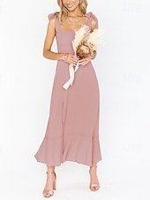 cheap White Graduation Dresses-Women&#039;s Long Dress Maxi Dress Graduation Dress A Line Dress Summer Dress Cami Dress Elegant Stylish Vacation Daily Date Regular Fit Plain Sleeveless Square Neck Black White Light Green Pink Summer