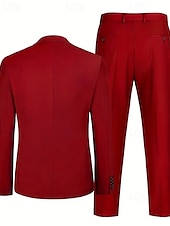 abordables Blazers para hombre-Hombre Graduación Conjunto chaqueta Negocio Fiesta de Cóctel Fiesta de Boda Moda Casual Primavera &amp; Otoño Poliéster Color sólido Botones Bolsillo Cómodo Botonadura Simple Chaqueta de sport Negro