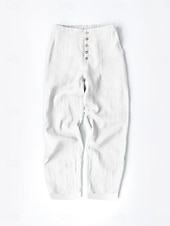 cheap Plain Cotton Linen Pant-Women&#039;s Cotton Linen Pants Chinos Fashion Streetwear Calf-Length High Waist Plain Pocket Elastic Waistband Comfy Soft Comfortable Micro-elastic Outdoor Street Navy-blue White Summer Spring Regular Fit
