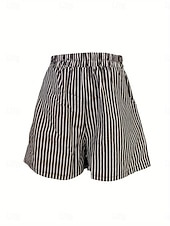 cheap Bermuda Shorts-Women's Chinos Shorts Summer Shorts Fashion Streetwear Short Medium Waist Striped Pocket Elastic Waistband Comfy Soft Comfortable Micro-elastic Outdoor Street Robin's Egg Blue Black Summer Spring