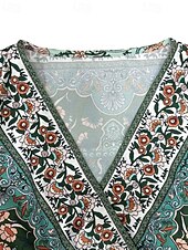 billiga Bohemklänningar-Dam Långklänning Maxiklänning Vardagsklänning A linjeklänning Sommarklänning Boho-klänning Elegant Hawaiisk Stylish Semester Dagligen Datum Normal Blommig Kortärmad V-hals Grön Sommar
