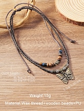 economico Collana da donna-collana vintage in pelle con ciondolo a farfalla – gioiello regolabile in stile boho per donne e uomini, perfetto per abbigliamento casual e da festa