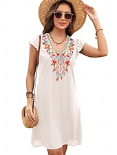 economico Abiti boho-San Valentino Per donna Normale Mini abito Abiti Boho Chic Abito linea A Abito boho Boemia Moda Classico Ad aletta Freddezza Da mare Feste Giornaliero Adattabile Fantasia geometrica Liscio Senza