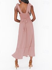 cheap White Graduation Dresses-Women&#039;s Long Dress Maxi Dress Graduation Dress A Line Dress Summer Dress Cami Dress Elegant Stylish Vacation Daily Date Regular Fit Plain Sleeveless Square Neck Black White Light Green Pink Summer