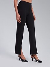 cheap Pants-Front Slit High-Stretch Flared Pants