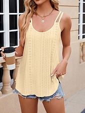 preiswerte Tank-Shirts &amp; kurze Jäckchen für Damen-Damen-Top Camisole Tank Unifarbene Stilvolle Lässige Ärmellose U-Hals Reguläre Tops Tägliche Ösen Weiß Gelb Pink Wein Sommer