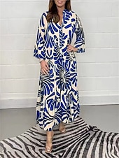 economico Abiti a camicia-Per donna Vestito longuette Abito casual Abiti Boho Chic Boemia stile sveglio Moda Da mare Giornaliero Spiaggia Morbido Pop art Manica a 3/4 A V Rosa Blu Primavera Autunno Inverno