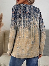 ieftine tricou Art &amp; Design-Pentru femei Tricou Ombre Grafic Casual Manșon Lung Stil Nautic Topuri obișnuite Zilnic Imprimeu Kaki Primăvară Toamnă