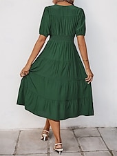 ieftine Rochii florale-Pentru femei Rochii Midi Rochie casual Rochie leagăn Rochie A line De Bază Casual Vacanță Zilnic Fit regulat Simplu Manșon scurt În V Trifoi Vară