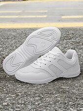 billige Sneakers til kvinner-kvinners hvite netting-snøresko – lette og komfortable dansesko