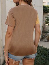 billige Dyrene tee-Dame T skjorte Dyr Fritid Kortermet Rund hals Vanlige topper Daglig Trykt mønster Brun Sommer