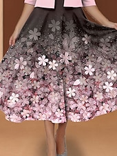 billige Blomsterkjole-Kvinnenes Maxi Kjole To Delers Kjole Sett Print Kjole Elegant Blomsterprint Halv Ermer Crew Neck Daglig Rosa Vår Høst Regulær Passform
