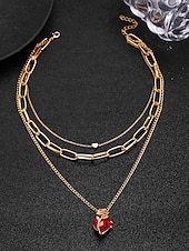preiswerte Halskette für Damen-Damenhalskette mit rotem Herzanhänger und schwarzem Rosendesign – romantischer Gothic-Schmuck für den Valentinstag, Partys und besondere Anlässe