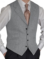 cheap Men&#039;s Vest-Men&#039;s Vest Gilet Vacation Business Daily Date Fashion Casual Spring &amp;  Fall Buttons Pocket Polyester Comfortable Plain Single Breasted One-button Lapel Regular Fit Black Red Burgundy Navy Blue Vest