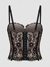 cheap Corsets-Women's Corset Shapewear Waist Cincher Waist Cincher Shapewear Lace BacklessNightwearPOLY Date Club Festival Solid Colored Sexy Corset Sexy Black Beige Summer