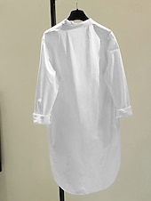 cheap Dresses-Women&#039;s Long Dress Maxi Dress Linen-Inspired Dresses Shirt Dress Casual Dress Cotton Linen Dress Stylish Casual Vacation Daily Date Regular Fit Plain Long Sleeve Stand Collar White Yellow Pink Green